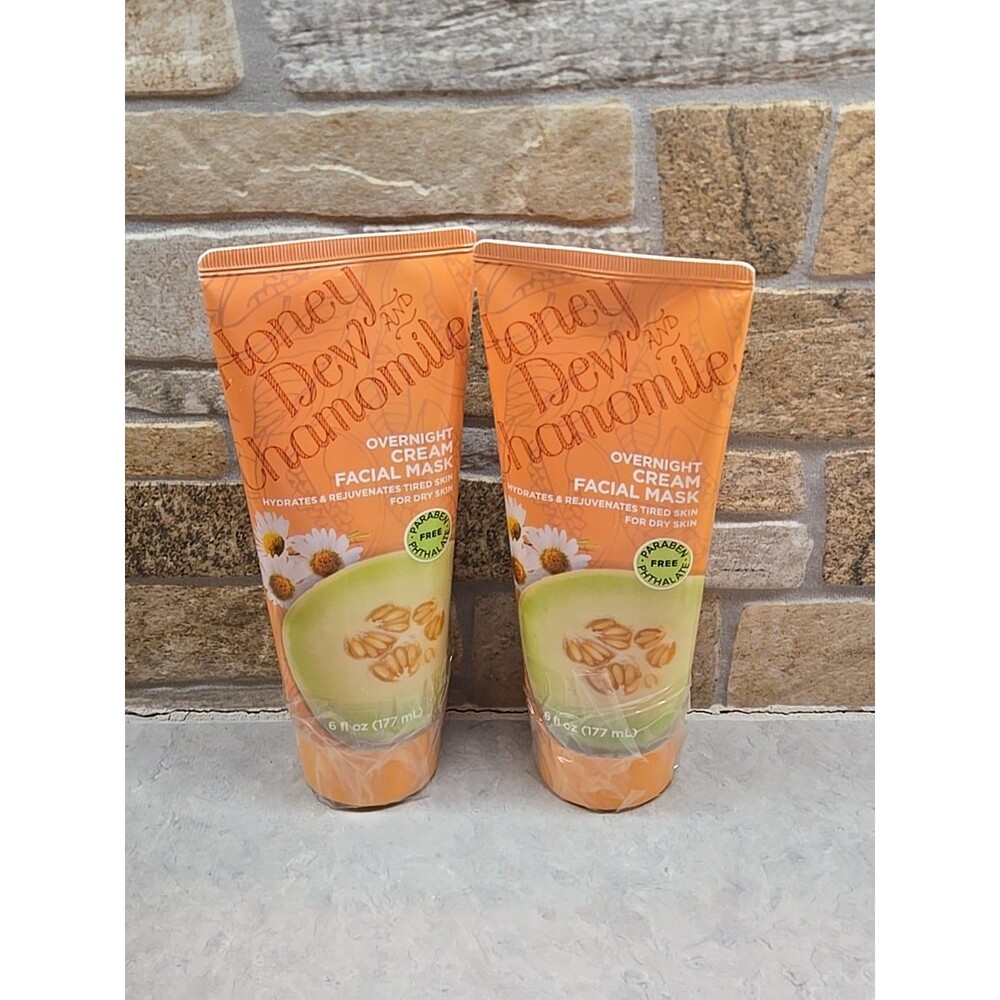 (2) CVS, Honeydew And Chamomile Overnight Cream Facial Mask For Dry Skin 6 OZ